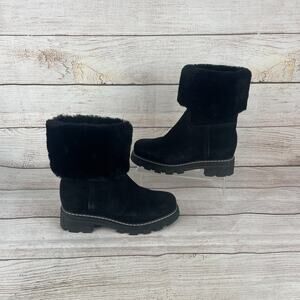 La Canadienne Aaron Womens Sz 6M City Dry Boots Black Suede Shearling